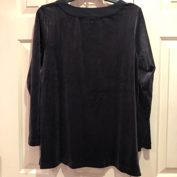 Pure Jill J. Jill Velour Top Black Size MP  NWT Cut Neck Line - Picture 5 of 5